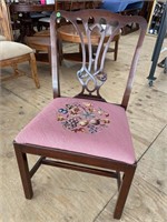 SOLID MAHOGANY CHIPPENDALE NEEDLEPOINT CHAIR