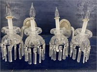 MID CENTURY CRYSTAL CANDLE HOLDERS WITH PRISMS