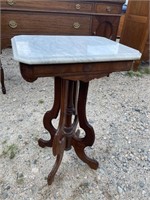 WALNUT VICTORIAN MARBLE TOP TABLE