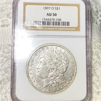 1897-O Morgan Silver Dollar NGC - AU50