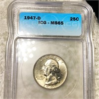 1947-D Washington Silver Quarter ICG - MS65