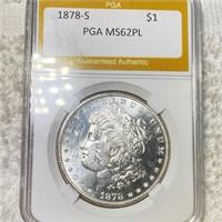 1878-S Morgan Silver Dollar PGA - MS 62 PL