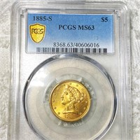 1885-S $5 Gold Half Eagle PCGS - MS63