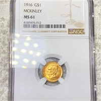1916 McKinley Gold Dollar NGC - MS61
