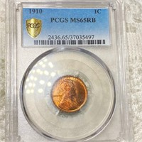 1910 Lincoln Wheat Penny PCGS - MS 65 RB