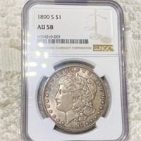 1890-S Morgan Silver Dollar NGC - AU58