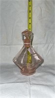 Pink glass jug decanter with stopper
