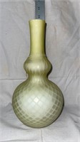 Victorian yellow diamond quilted cased satin vase