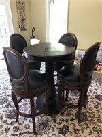 Pub Table with 4 Leather Chairs