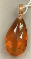 Natural Amber Teardrop Pendant w/ 14K mount