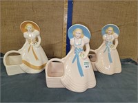 3 HULL POTTERY LADY PLANTERS