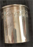 Sterling Silver Jar with Incised Fleur de Lis des.