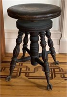 Antique Adjustable Piano Stool w Ball-in-Claw