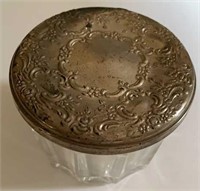 Vintage Dresser Jar with Sterling Cover