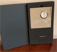 "INSS" Silvered Case Quartz Desk Clock