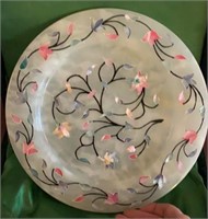 Fine Inlaid Stone & MOP 10 inch diameter Plate