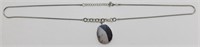 Longer Necklace w/ Quartz Pendant - Silver