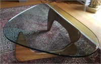 Vintage "Noguchi" Modernist Table - Wood & Glass