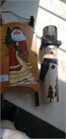 Sled and snowman decorations