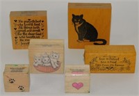 Rubber Stamp Grouping: Cats, Etc.; Most Vintage