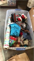 Large tote of Christmas decorations