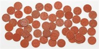 Lot of 50 WWII Red OPA Ration Tokens - Assorted