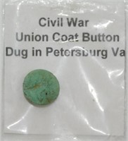 Civil War Union Coat Button - Dug at Petersburg,