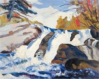 Arthur Lloy, oil on board, 8 x 10", Rapids,