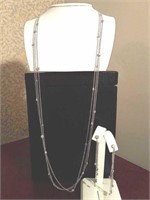 18k WG 3 Strand Necklace and Earrings