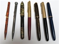 Five fountain pens incl. 2 Parker w. 14k gold nibs