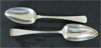 Two sterling silver tablespoons, Exeter 1803 &1809