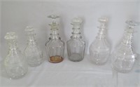 3 pairs of crystal decanters, late 18th or early