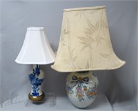 Two decorative lamps with shades
