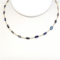 Certified10/14K  Sapphires(18ct) Necklace
