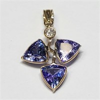 Certified14K  Tanizanite(2.9ct) Diamond (I2,G)(0.1