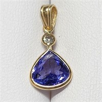 Certified14K  Tanzanite(2.1ct) Diamond (0.1, I1, G