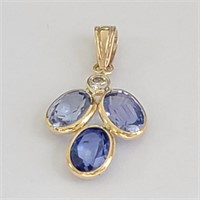 Certified14K  Blue Sapphire-Ceylons(2.6ct) Diamond