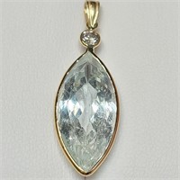 $2400 14K  Aquamarine(12.5ct) Diamond(0.2ct)