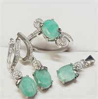 $500 Silver Emerald(10.4ct) Set
