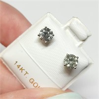 Certified14K  Diamonds (Si-1, H-I)(0.8ct) Earrings