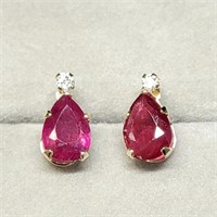 $360 10K  Ruby(1.04ct) Moissanite(0.06ct) Earrings