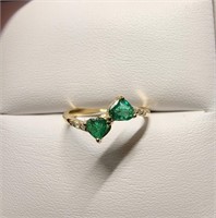 Certified10K  Natural Emerald(0.54ct) Diamond(0.04