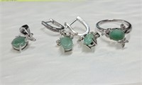 $500 Silver Emerald(6.4ct) Set