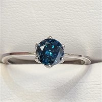 Certified14K  Blue Diamond(0.77Ct,I1) Ring