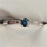 Certified10K  Blue Diamond(0.19Ct,I1) Ring