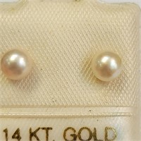 $100 14K  F.W. Water Peal(0.6ct) Earrings