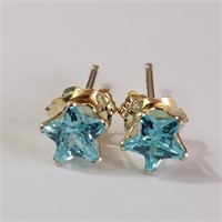 $200 9K  Blue Topaz Earrings