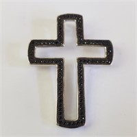 $120 Silver Black Onyx Cross Pendant