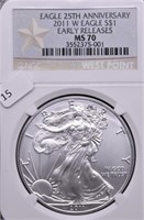 2011 W NGC MS70 SILVER EAGLE