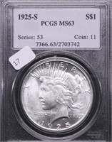 1925 S PCGS MS63 PEACE DOLLAR